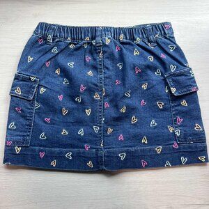 heart embroidered denim skirt